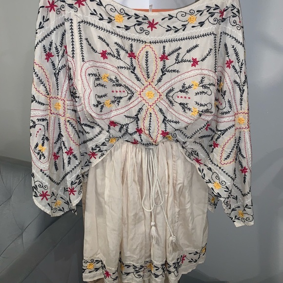 Embroidered Free People Cream Dress - Picture 2 of 9